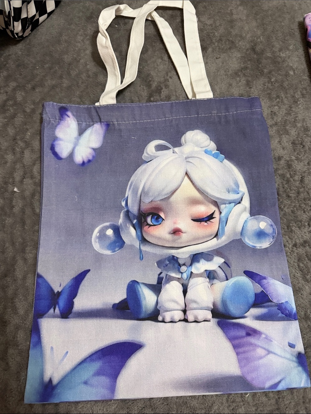Cute Skull Panda Blue & Purple Tote Bag
